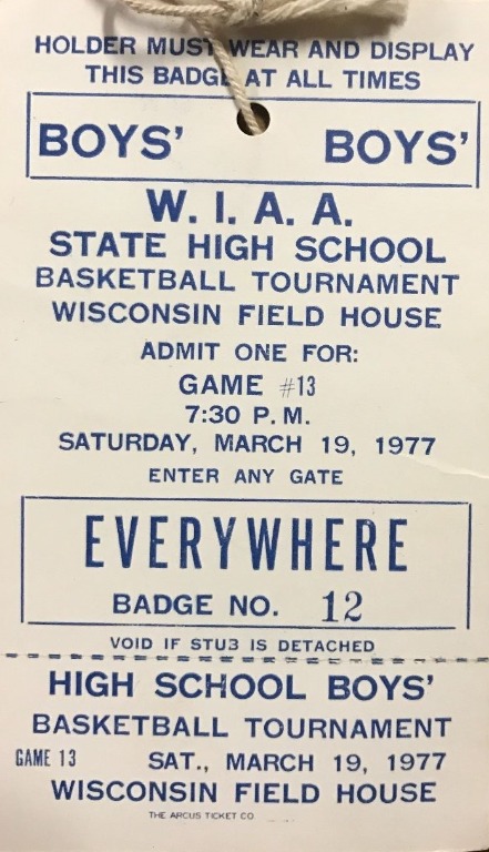 1977 Boys Basketball State Championship Game Ticket
